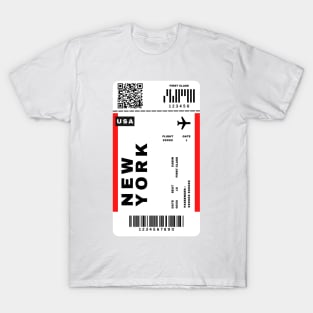 New York Boarding Pass United States Destination Ticket T-Shirt